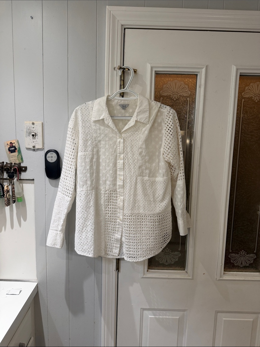 Rails White Eyelet Button-Down Shirt